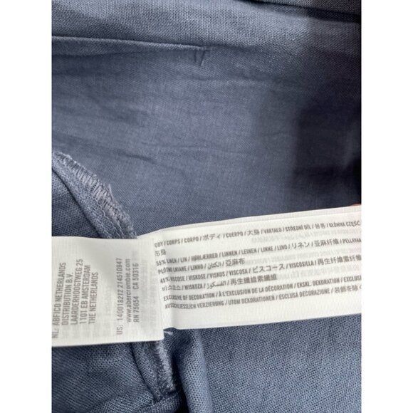 Abercrombie & Fitch Linen Blend Tie Front Crop Top S Blue - Picture 4 of 5